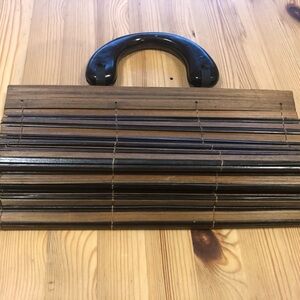 Wooden Handbag with Black Handle